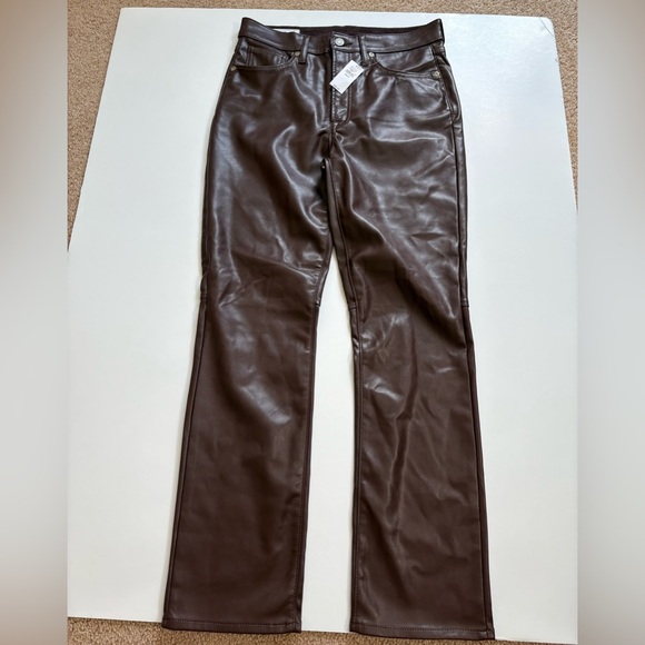 Gap Vintage Slim Faux Leather Pants Espresso Brown Size 28 / 6R New with Tags - Picture 2 of 11